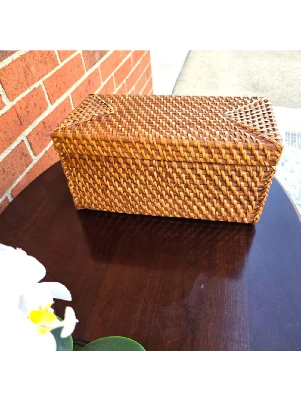 Wicker Trinket Box Storage Jewelry Removable Lid